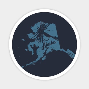 Alaska Distressed Fly Fishing State Map Magnet